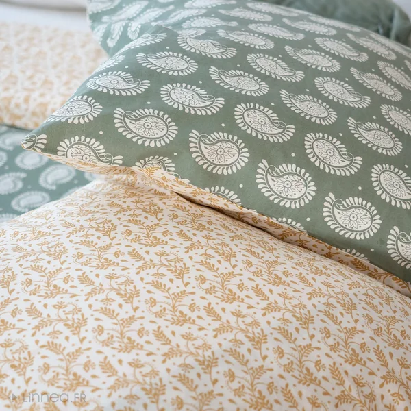 Parure de lit 240x220 cm coton bci adouci WAY vert 3 pièces
