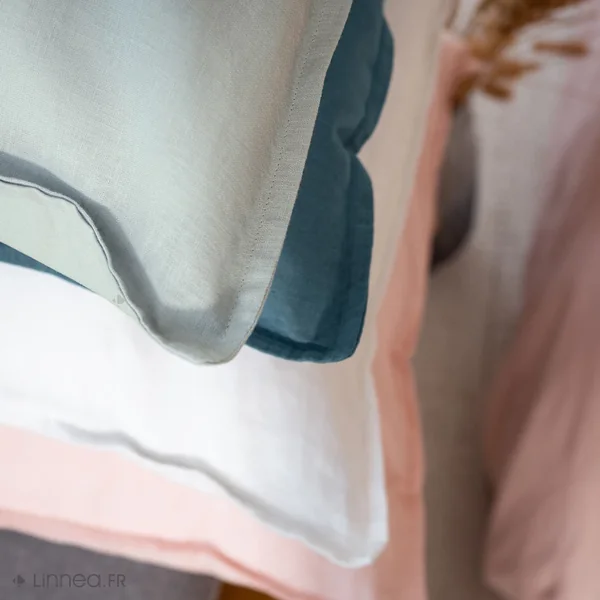 Parure de lit 240x220 cm coton lin lavé LINO blanc 3 pièces
