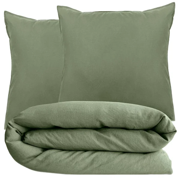 Parure de lit 240x220 cm et 65x65 cm collection OPERA vert mousse 3 pièces