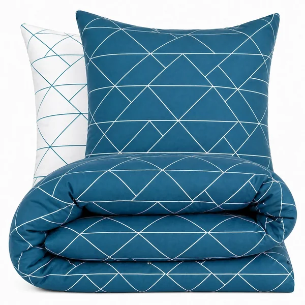 Parure de lit 240x220 cm microfibre LIST bleu 3 pièces
