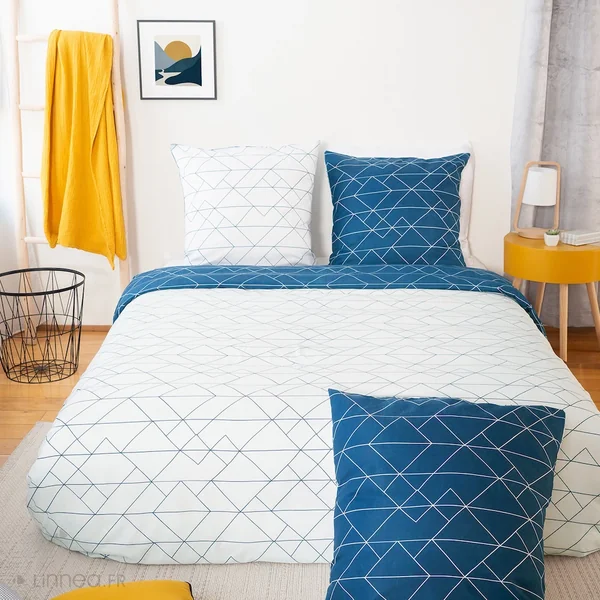 Parure de lit 240x220 cm microfibre LIST bleu 3 pièces