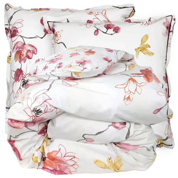 Parure de lit 240x220 cm percale 100% coton ELISA Rose 3 pièces