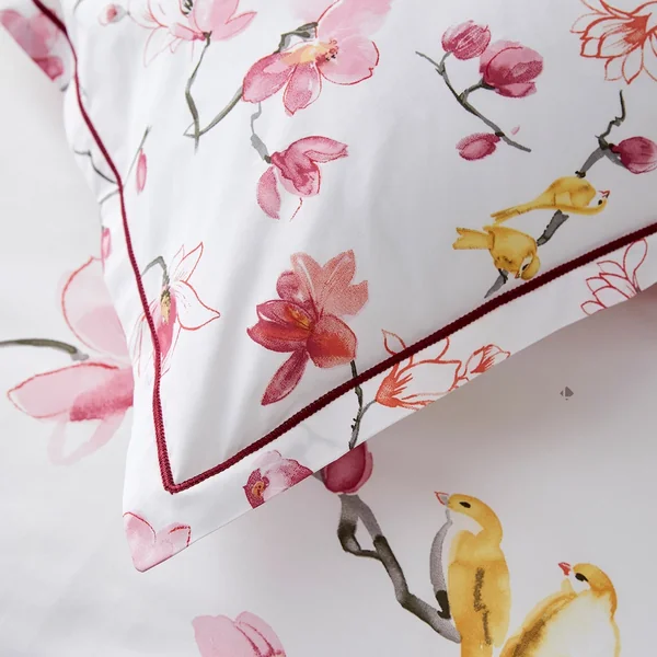 Parure de lit 240x220 cm percale 100% coton ELISA Rose 3 pièces