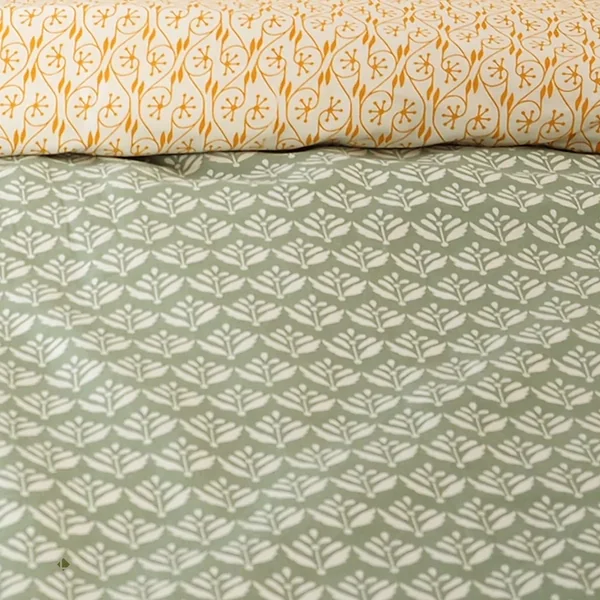 Parure de lit 240x220 cm Satin de coton ORIENT Vert 3 pièces