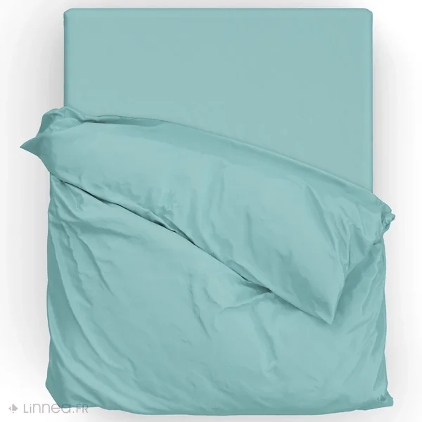 Parure de lit 240x220 cm satin de coton SAPRI vert céladon 3 pièces