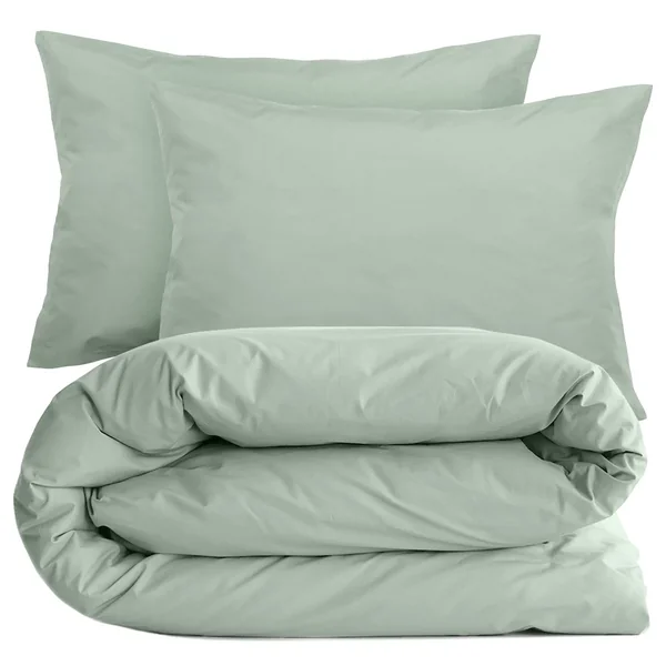 Parure de lit 240x220 cm set 50x70 cm percale MANOIR vert Lichen