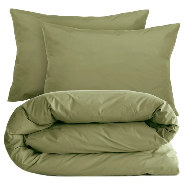 Parure de lit 240x220 cm set 50x70 cm percale MANOIR vert Mousse