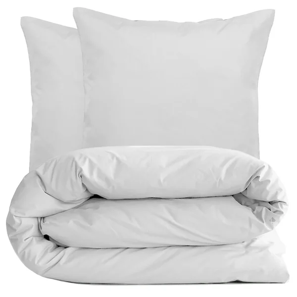 Parure de lit 240x220 cm set 65x65 cm percale MANOIR gris Perle
