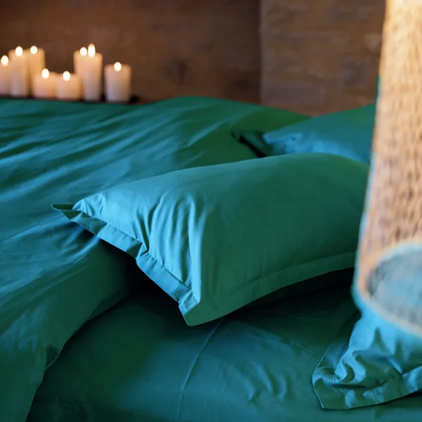 Parure de lit 240x220 cm set 65x65 cm percale MANOIR vert Canard