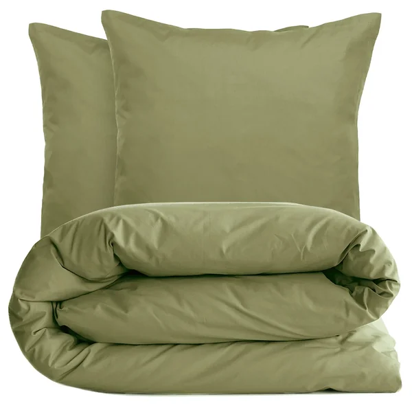 Parure de lit 240x220 cm set 65x65 cm percale MANOIR vert Mousse