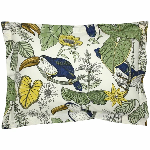 Parure de lit 260x240 cm 50x70 cm 100% coton TOCO vert 3 pièces