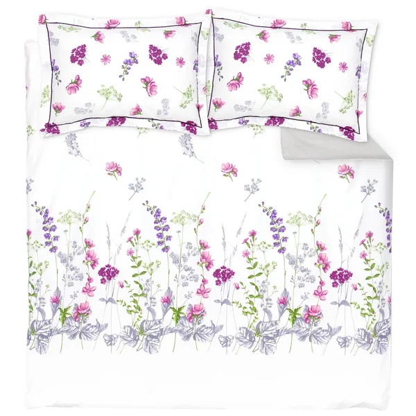 Parure de lit 260x240 cm 50x70 cm en 100% coton PRETTY blanc