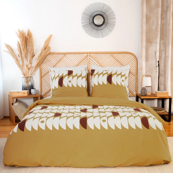 Parure de lit 260x240 cm coton BCI adouci AUBE Marron 3 pièces