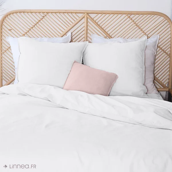 Parure de lit 260x240 cm coton lin lavé LINO blanc 3 pièces