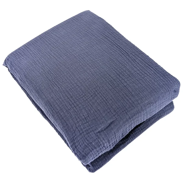 Parure de lit 260x240 cm double gaze de coton GAZGAZ bleu marine 3 pièces
