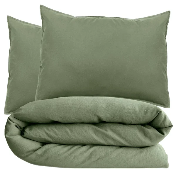 Parure de lit 260x240 cm et 50x70 cm collection OPERA vert mousse 3 pièces
