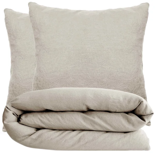 Parure de lit 260x240 cm et 65x65 cm 100% coton lavé PALACE beige lin 3 pièces
