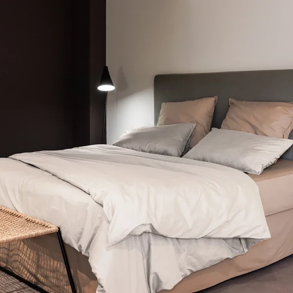 Parure de lit 260x240 cm et 65x65 cm 100% coton lavé PALACE beige naturel 3 pièces