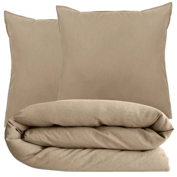Parure de lit 260x240 cm et 65x65 cm collection OPERA marron camel 3 pièces