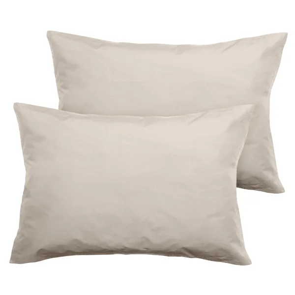 Parure de lit 260x240 cm set 50x70 cm percale MANOIR beige Lin