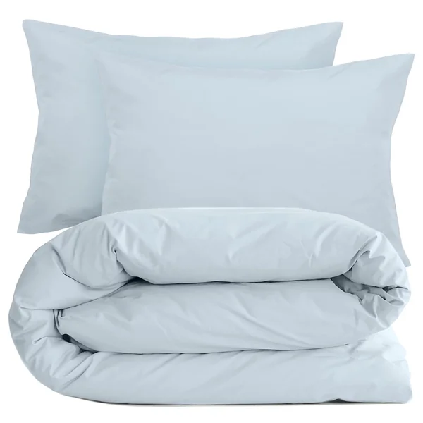 Parure de lit 260x240 cm set 50x70 cm percale MANOIR bleu Glacier