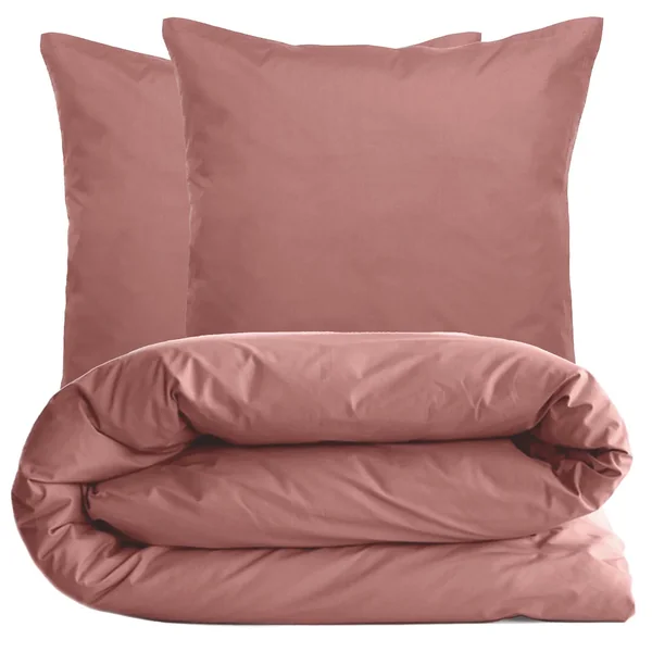 Parure de lit 260x240 cm set 65x65 cm percale MANOIR rose Pêche