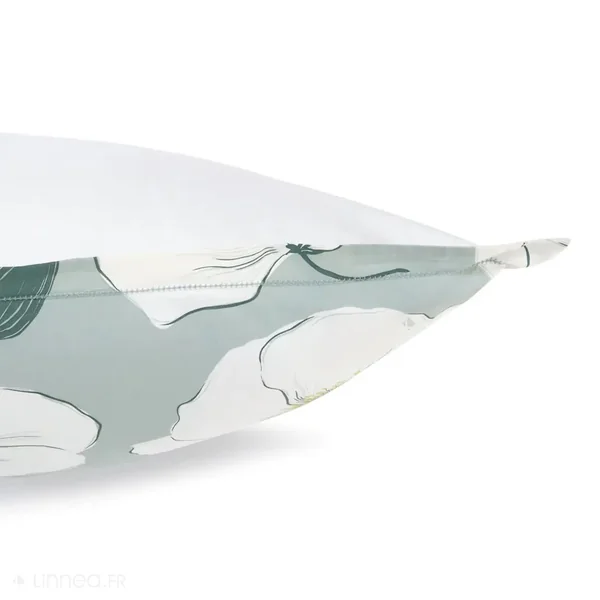 Parure de lit 260x240 cm taies 65x65 cm percale de coton ADELE vert céladon 3 pièces