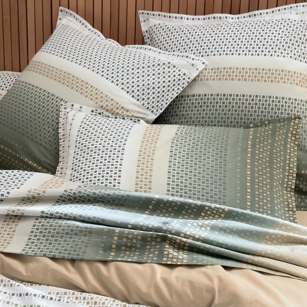 Parure de lit 280x240 cm 100% coton NIAGARA vert Kaki 3 pièces