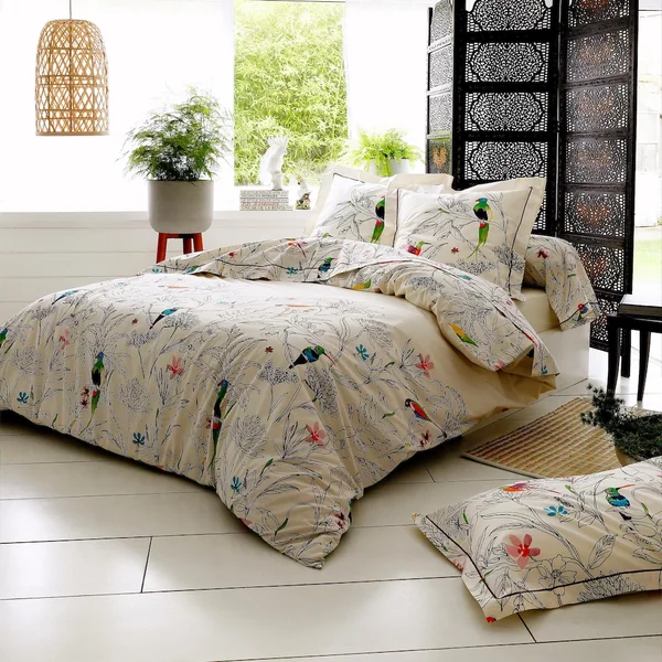 Parure de lit 280x240 cm 50x70 cm en 100% coton AMAZONIA ecru