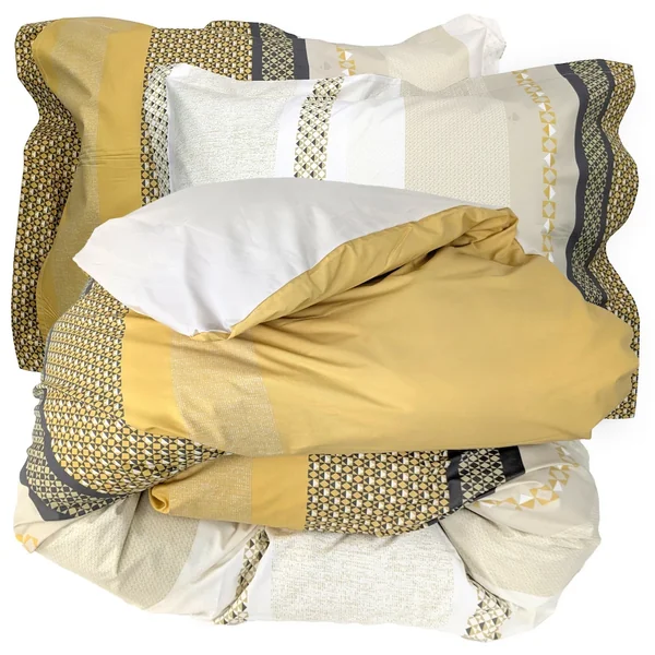Parure de lit 280x240 cm 50x70 cm percale MARLOW Miel 3 pièces