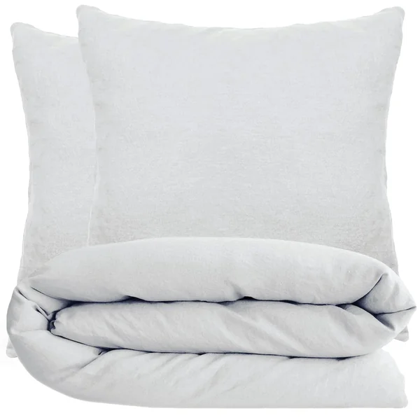Parure de lit 280x240 cm et 65x65 cm 100% coton lavé PALACE blanc neige 3 pièces