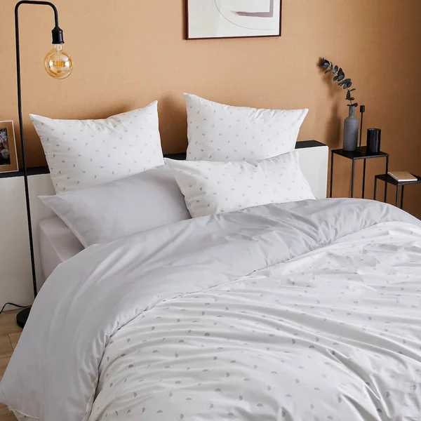 Parure de lit 300x240 cm 65x65 cm percale de coton ALEX gris Nuage 3 pièces