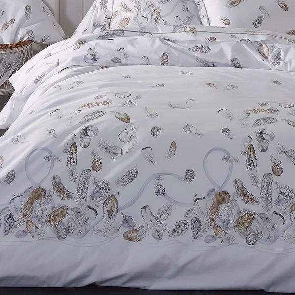 Parure de lit 3 pièces 300x240 cm taies 50x70 cm percale PLUMES