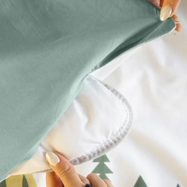 Parure de lit enfant 140x200 cm TESS RANDO 100% coton vert 2 pièces