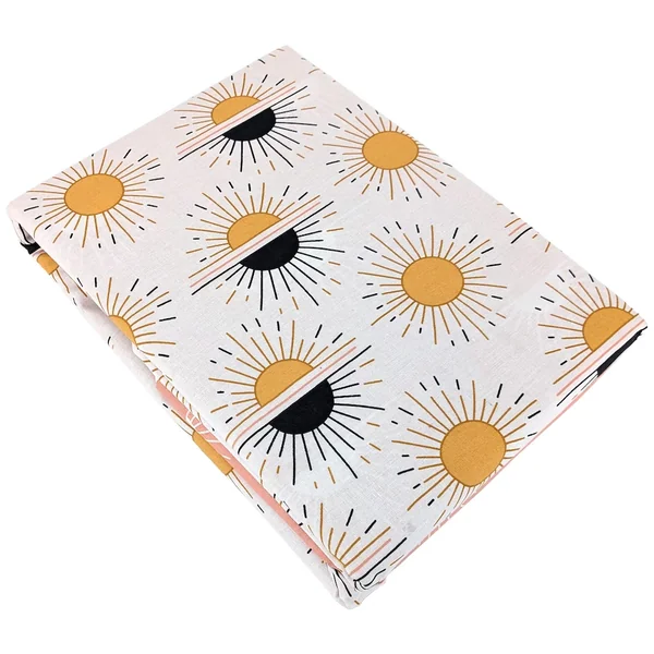 Parure de lit TERRAMEA 260x240 cm pur coton blanc motifs solaires 3 pièces