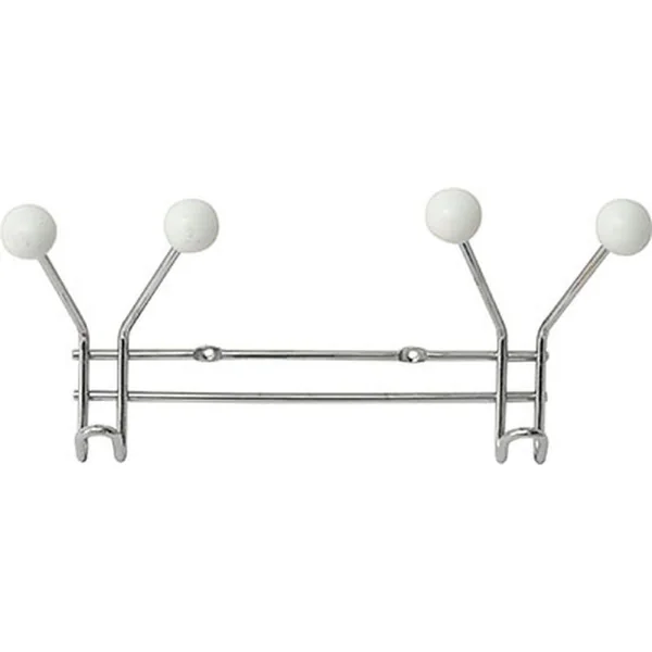 PATERE METAL 2 CROCHETS A FIXER DECORATION RESINE BLANCHE CH