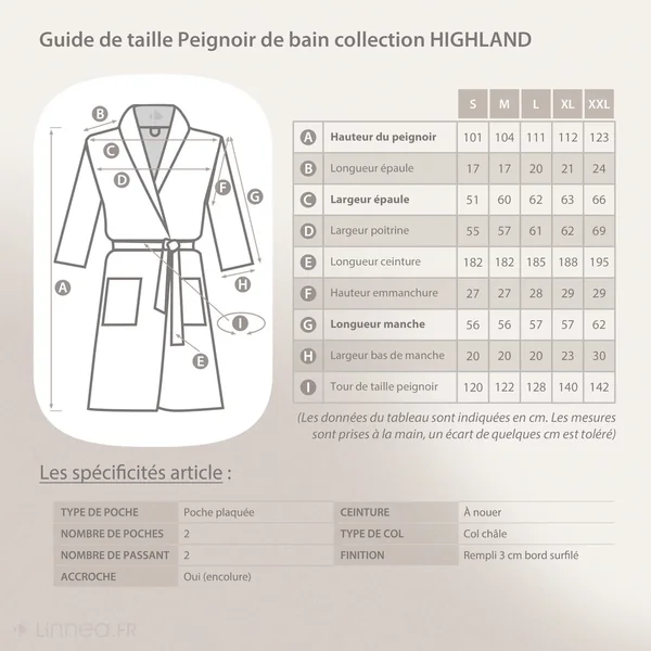 Peignoir col châle adulte HIGHLAND fausse fourrure polyester taille M gris husky