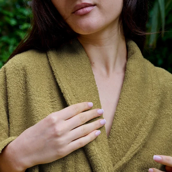 Peignoir col châle NAIA éponge coton taille M vert jasmin