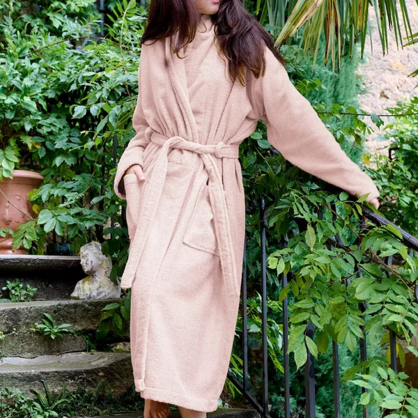 Peignoir col châle NAIA éponge coton taille XL rose