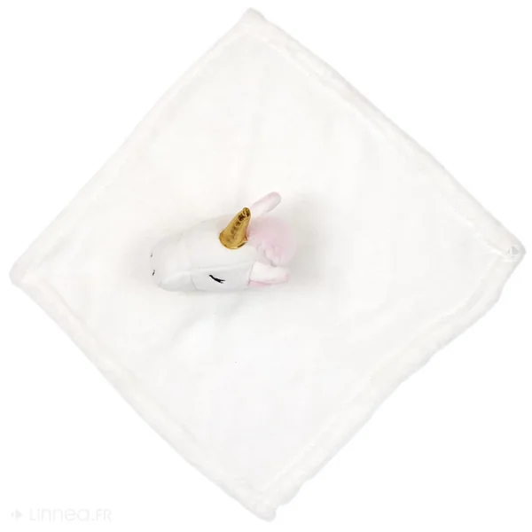 Peluche licorne blanche 20cm avec plaid 75x100 cm collection LITTLE CANDY blanc