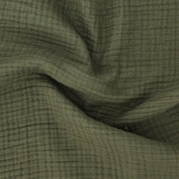 Plaid 180x240 cm en mousseline de coton collection PAROS vert mousse