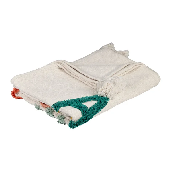 Plaid tufté amour en coton multicolore 170x130cm - Famille