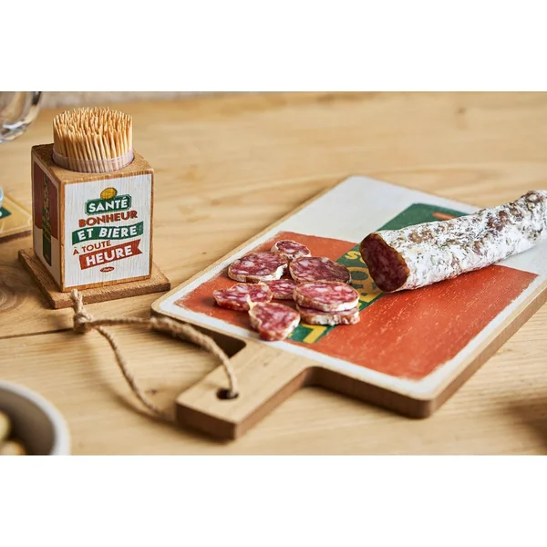 Planche a découper en bois multicolore 14x26cm - Copains D'Abord