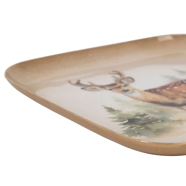 Plateau en fer multicolore cerf - Noel