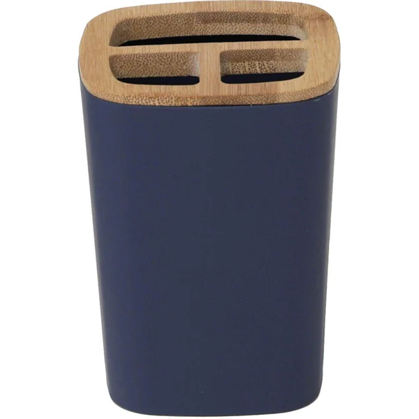 PORTE BROSSE A DENTS RUBBER ET ABS BAMBOU BLEU MARINE
