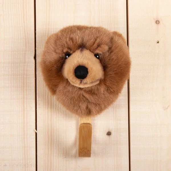 Porte manteau mural en acrylique 23x13 cm ours brun collection SOFT ANIMAL