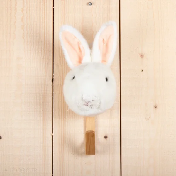 Porte manteau mural en acrylique 29x10 cm lapin blanc collection SOFT ANIMAL