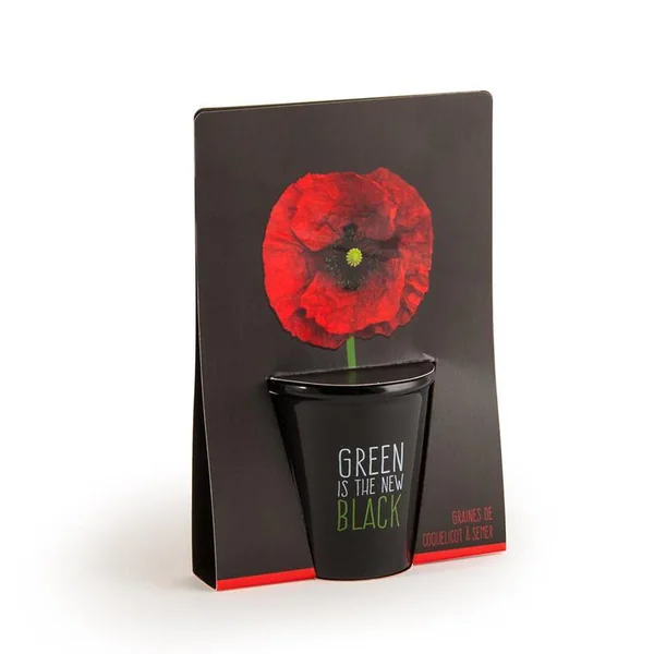 Pot Black en céramique noire de Coquelicot à semer Ø 6 x H 18 cm