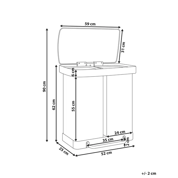 Poubelle à double pédale 60 L ECOSORT Métal Vert clair