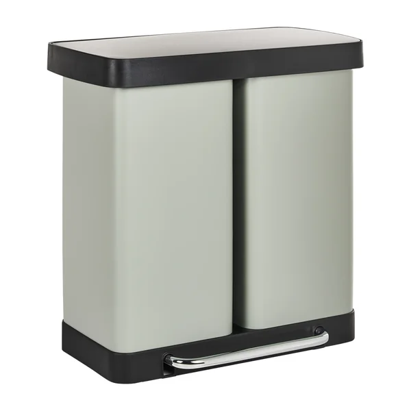 Poubelle à double pédale 60 L ECOSORT Métal Vert clair